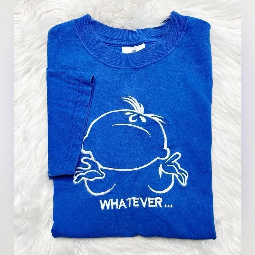 Alstyle Apparel & Activewear Short Sleeve Whatever T-Shirt Blue & White Medium